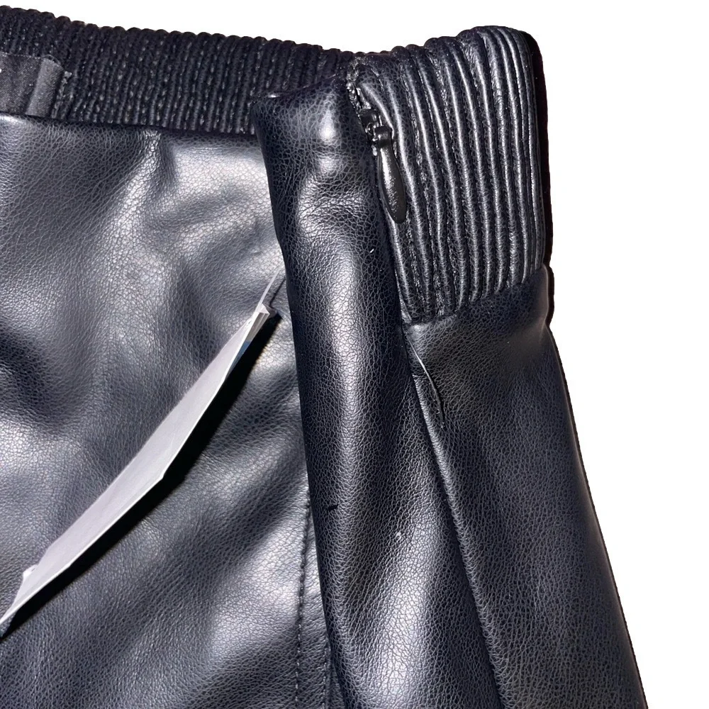 DKNY Black Faux Leather Pants XS High Rise Ankle Straight Leg NWT